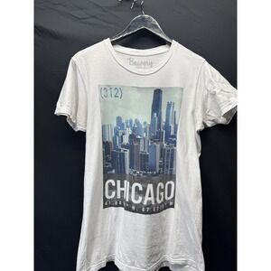 Bowery Supply Co Chicago Shirt Mens Medium White Graphic Skyline (312) Tee